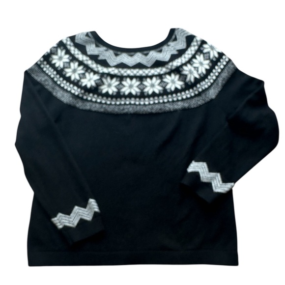 Talbots Black and White Nordic Pattern Sweater - Picture 5 of 6